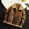 Men's Winter Fleece-Lined Thickened Kamela PU Leather Lamb Wool Integrated Cotton Jacket