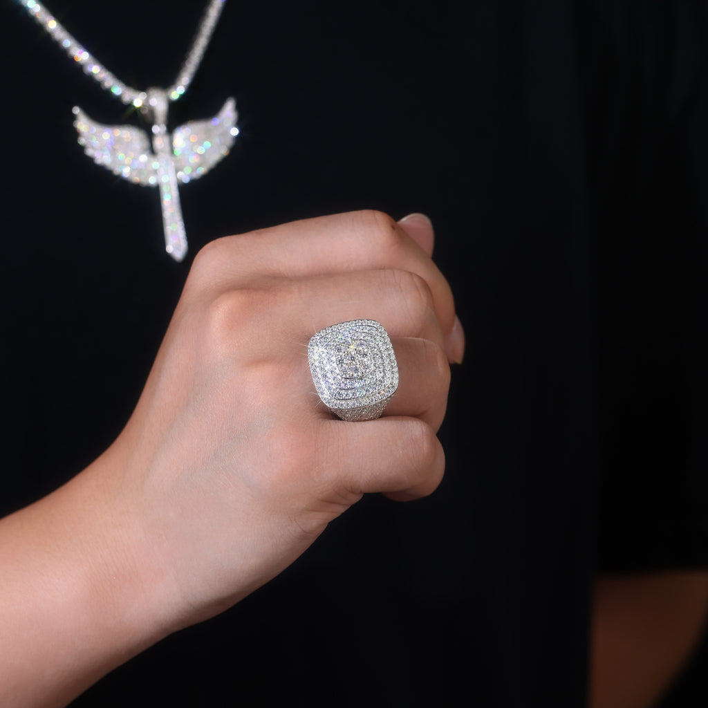 The Legendary King - Men's Ring, Diamond Ring And Wedding Ring Set With Top-quality Moissanite S925 Silver And Platinum-plated. The Ring Can Be Inspected With A Diamond Pen