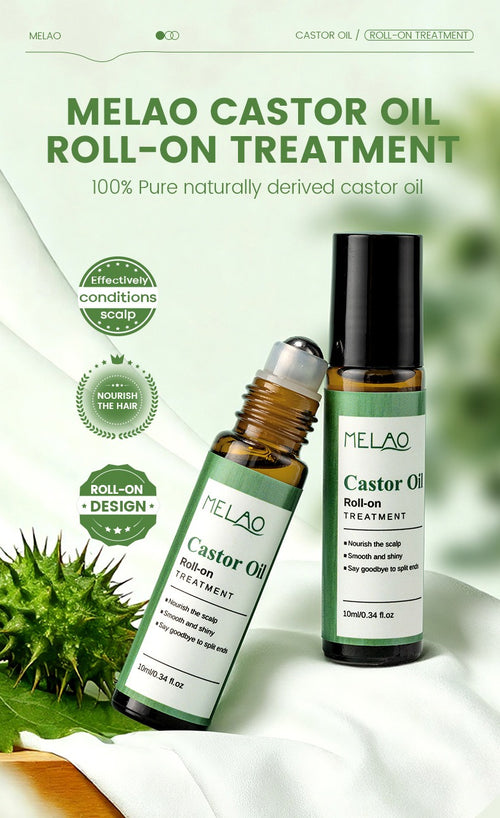 Castor Oil Roll-On Essential Oil 10ml Portable Hair Care Growth & Regeneration Serum Scalp Nourishing Oil