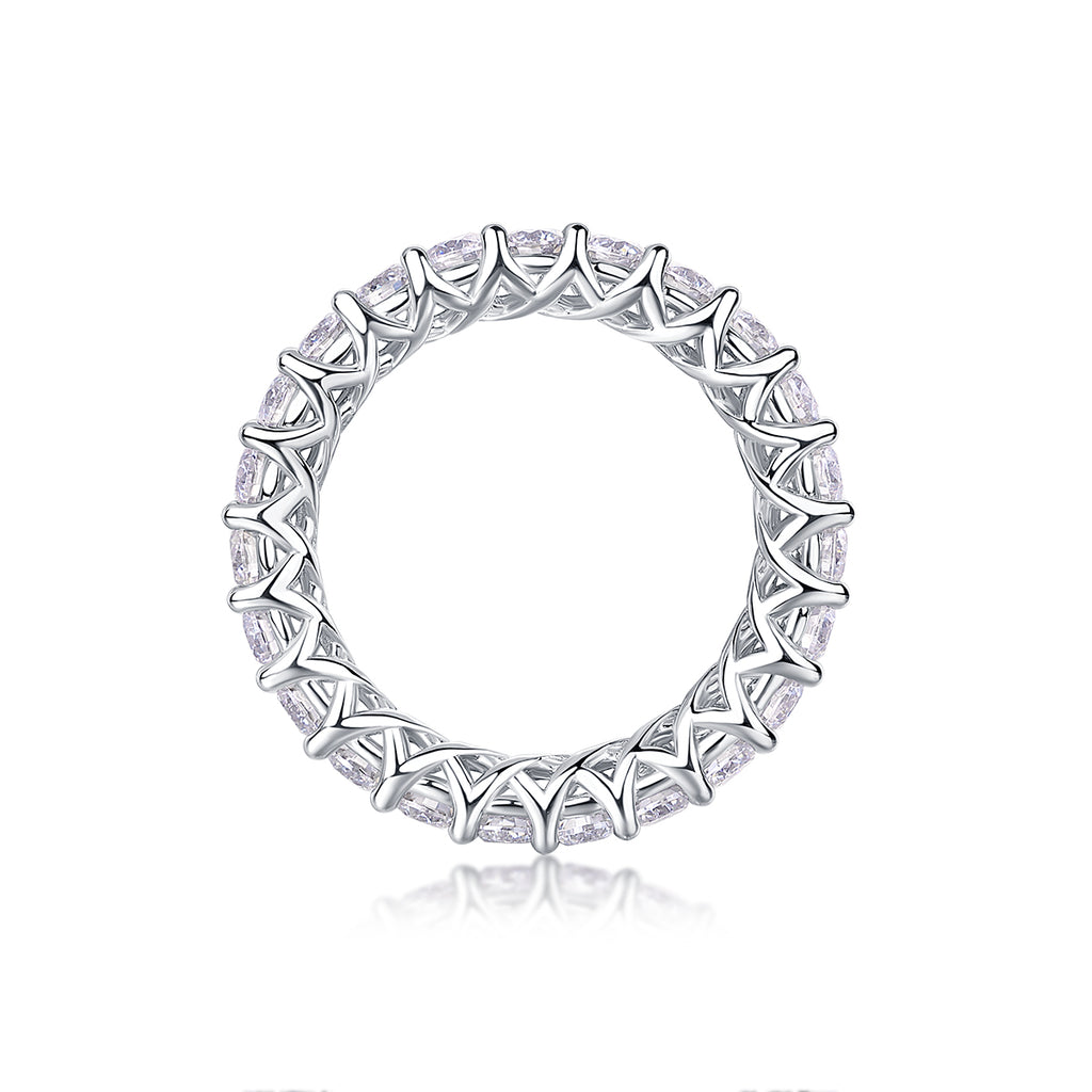 Rose - Set With Top-quality Moissanite S925, Silver And Platinum-plated Diamond Wedding Ring. The Ring Can Be Inspected With A Diamond Pen