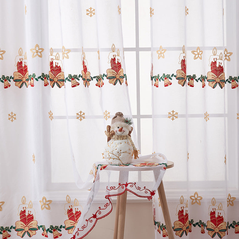 New American Christmas Curtain Christmas Snowflake Embroidery