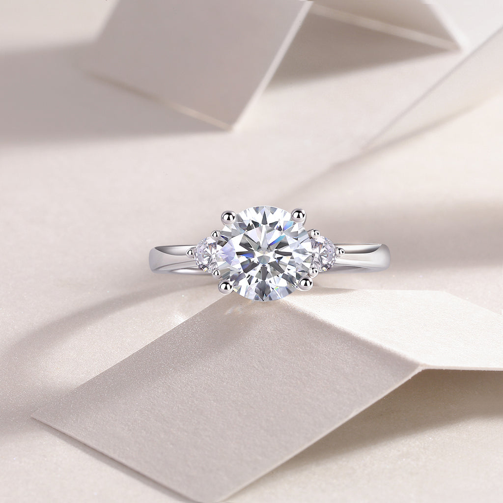 Starry Night Brilliance - A Wedding Ring Set With 2-carat Top-quality Moissanite S925 Silver And Gold-plated Diamond Can Be Tested With A Diamond Pen