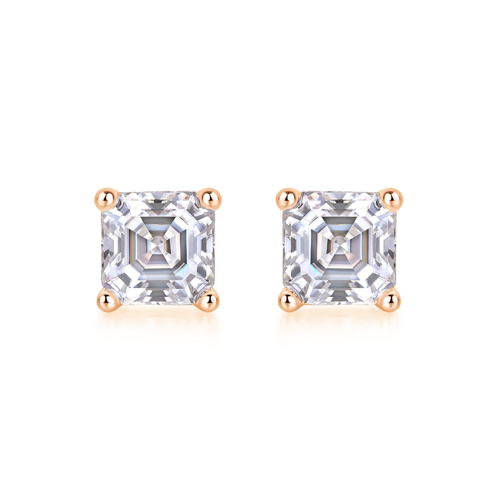 Unrestrained - Top-quality Moissanite S925 Silver And Platinum-plated Stud Earrings, A Fashionable And Trendy Accessory That Can Be Tested With A Diamond Pen In Gold Rose Gold