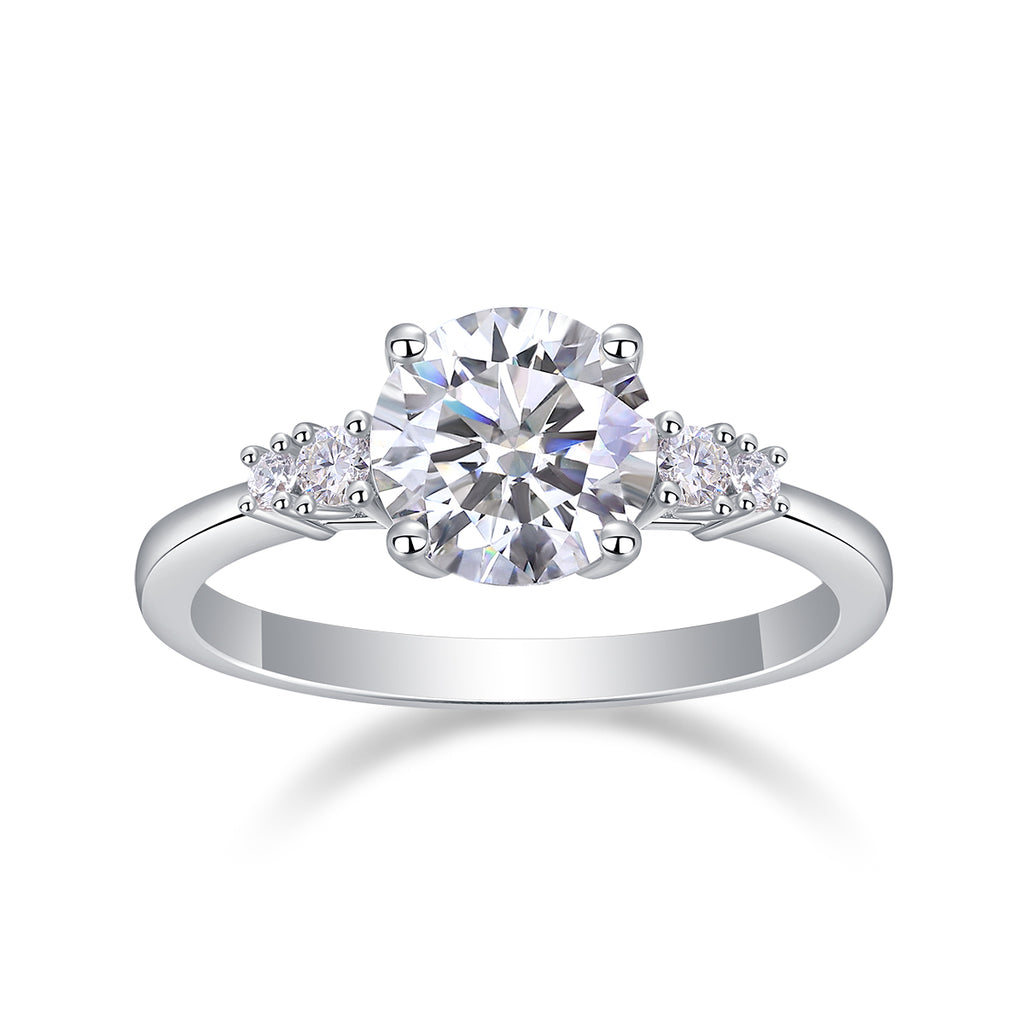 The Vow Of Stars - A Wedding Ring Set With 2-carat Top-quality Moissanite S925 Silver And Platinum-plated Diamond. The Ring Can Be Inspected With A Diamond Pen