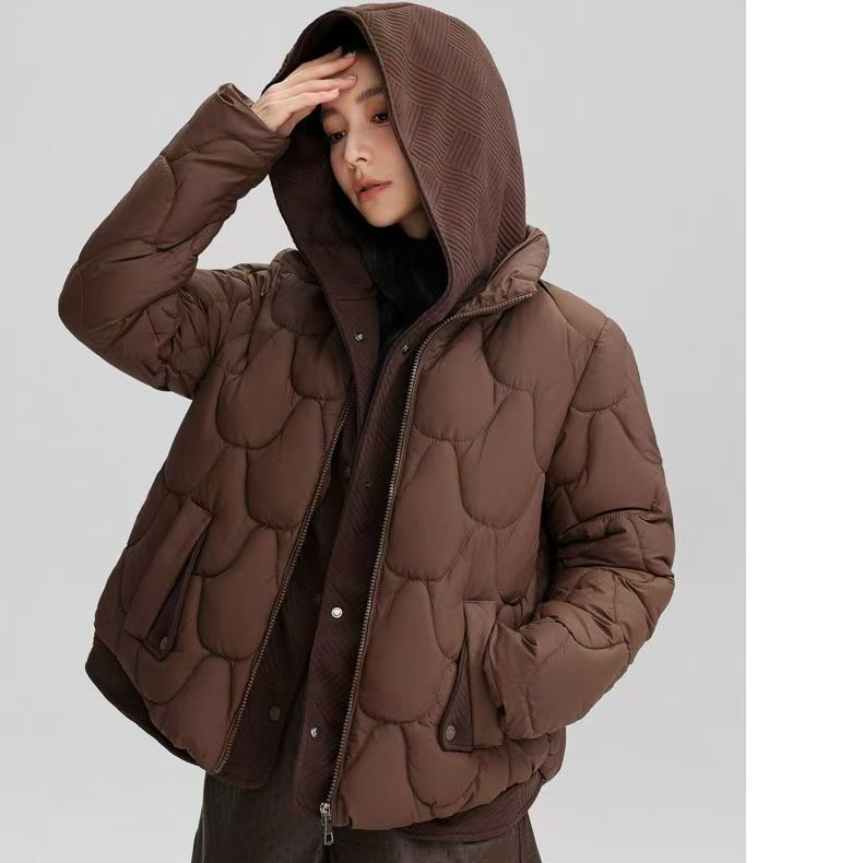 Women's Short Hooded Down Jacket, Two-piece Loose-fitting, Fashionable, Thickened Cotton-padded Jacket