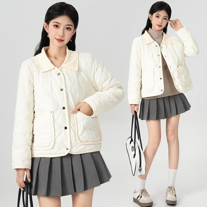 Short Velvet Cotton-padded Coat For Women