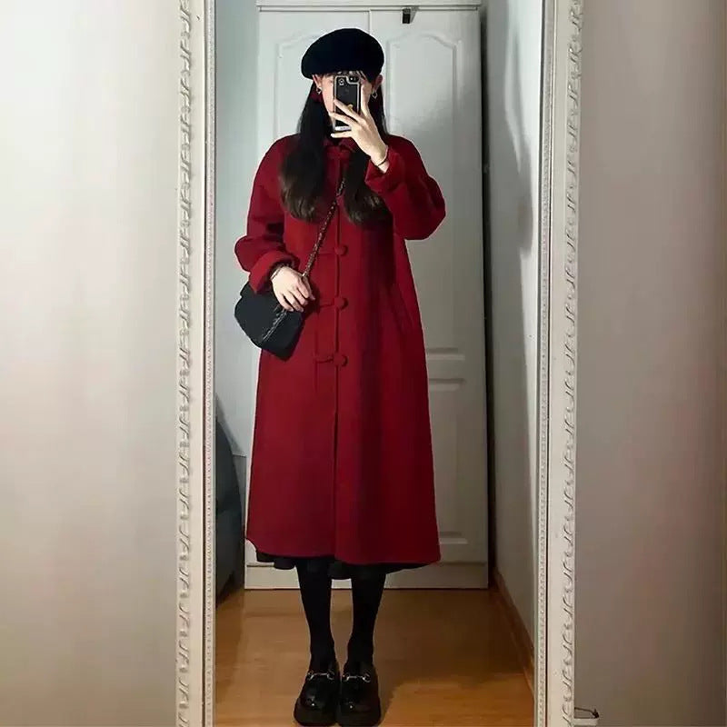 Petite Hepburn Style Mid-length Woolen Coat