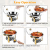 4Pcs Chafing Dish Buffet Set 4.76QT Round Buffet Servers Food Warmer Stainless Steel Catering Chafer With Glass Lid For Warming Cooling Gatherings Banquets Buffets Party Wedding