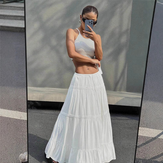Style Elegant Big Hem Long Patchwork A- Line Skirt