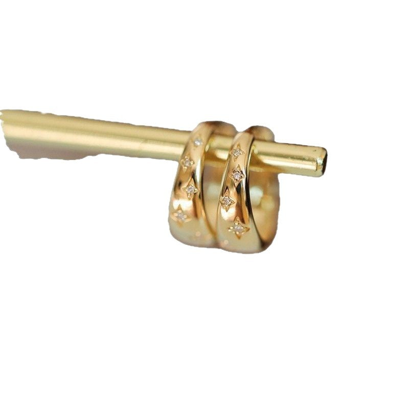 S925 Sterling Silver Plated With 18K Gold Starry Sky Ear Clips