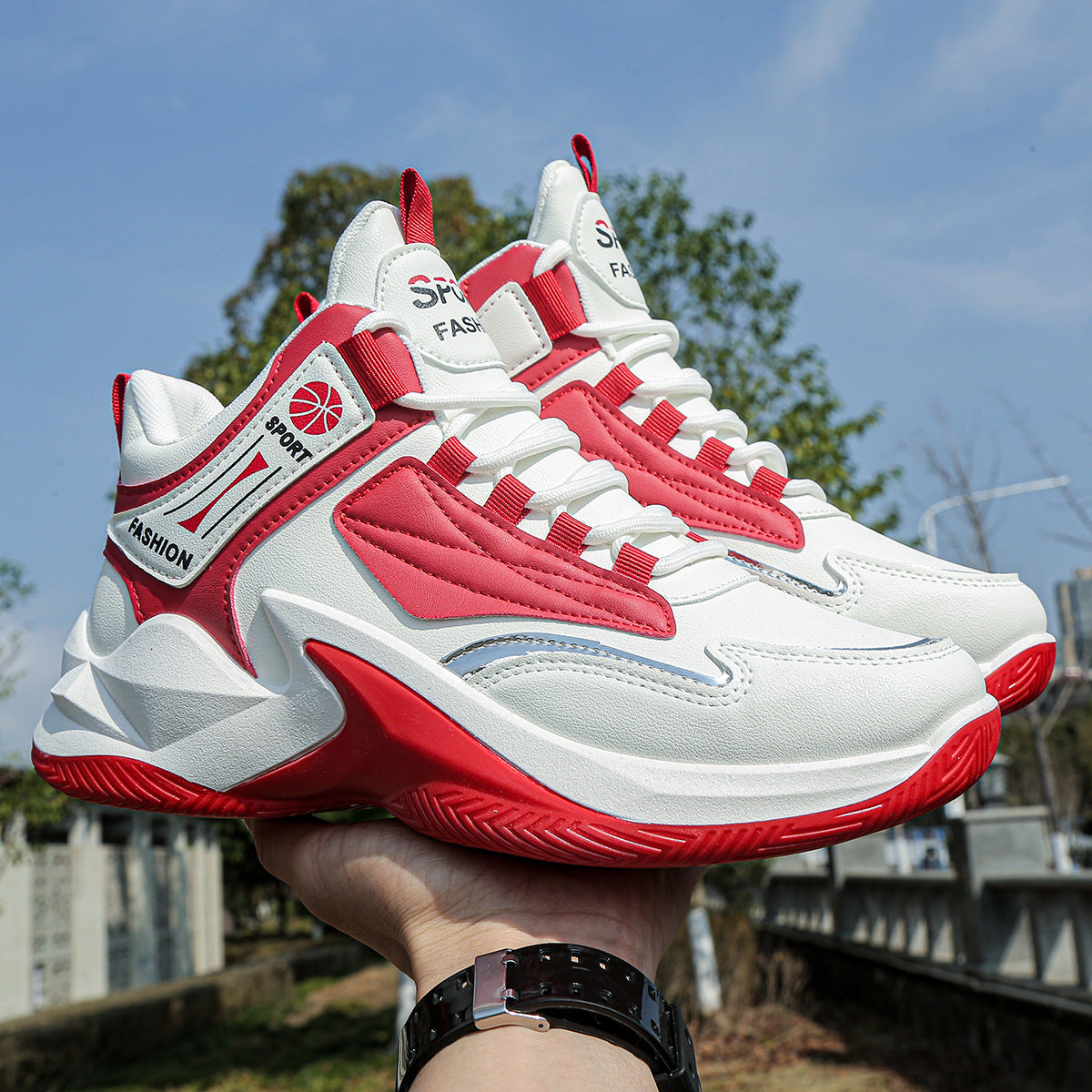 Waterproof High-top Soft Leather Basketball Shoes