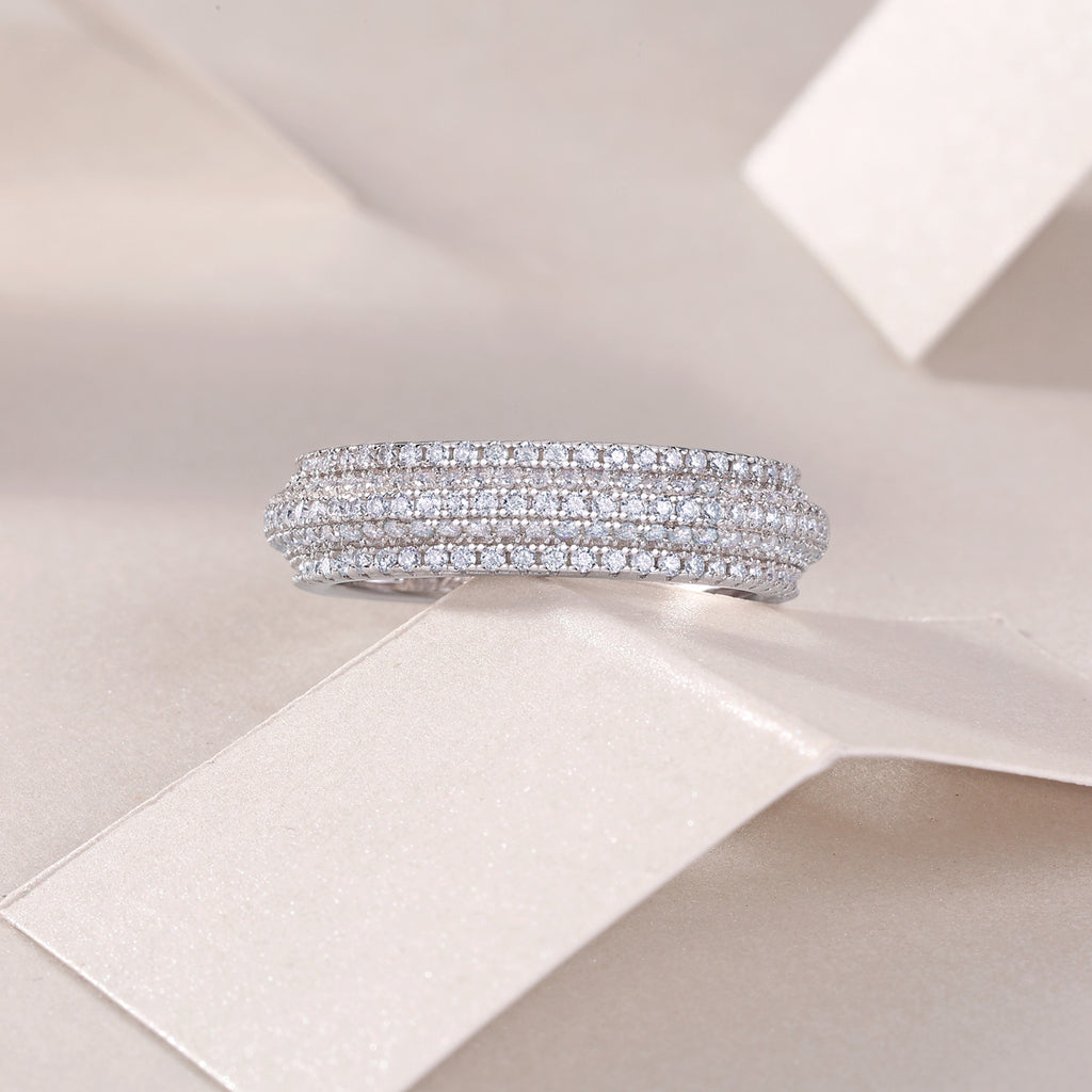 The Shadow Of The Moon - A Wedding Ring Set With Top-quality Moissanite S925 Silver And Platinum-plated Diamond Can Be Inspected With A Diamond Pen