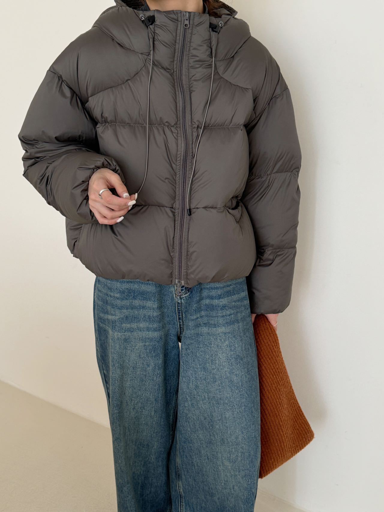 White Duck Down Puff Fluffy Hooded Down Jacket