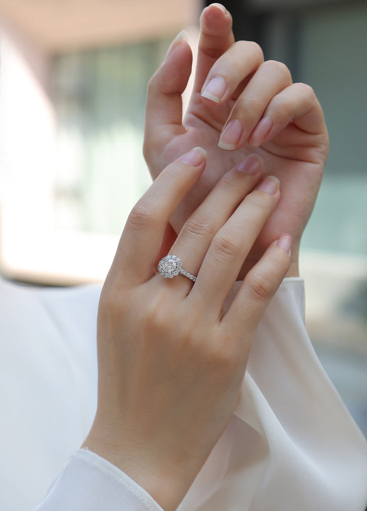 True Love - A Wedding Ring Set With 1-carat Top-quality Moissanite S925 Silver And Platinum-plated Diamond Can Be Tested With A Diamond Pen