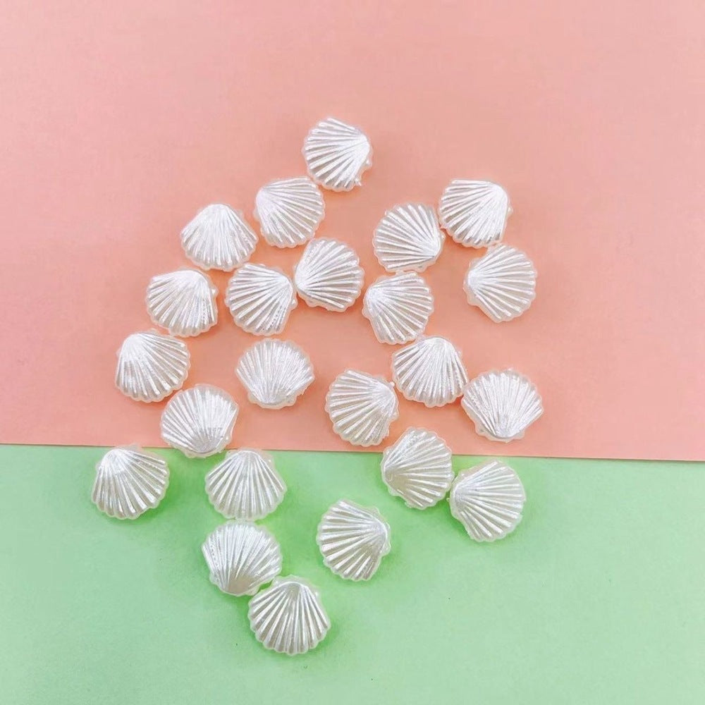 Pearl Perforated Beige Shell Shape Bracelet Spacer Handmade Accessories Beaded