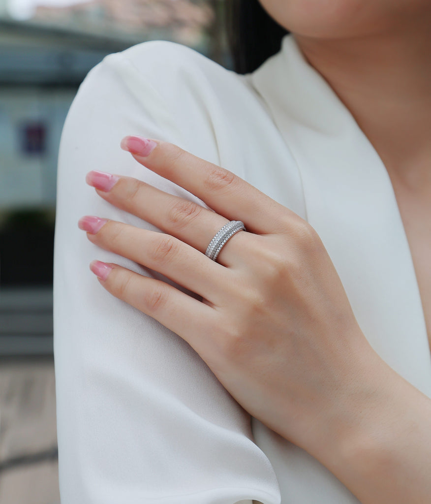 The Shadow Of The Moon - A Wedding Ring Set With Top-quality Moissanite S925 Silver And Platinum-plated Diamond Can Be Inspected With A Diamond Pen