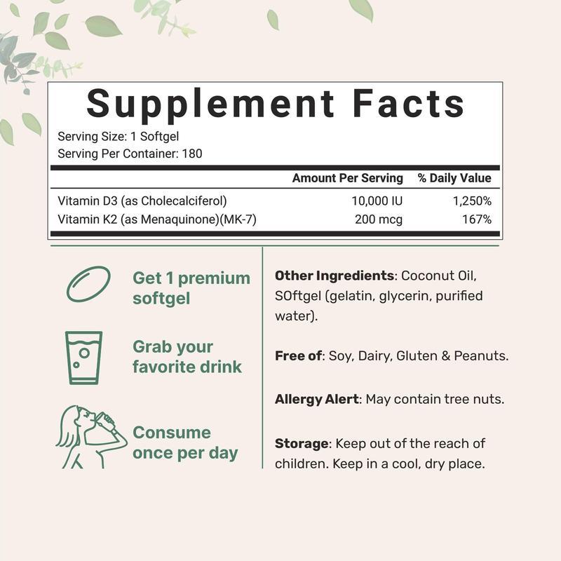 كبسولات فيتامين K2 اللينة، 180 قرصًا