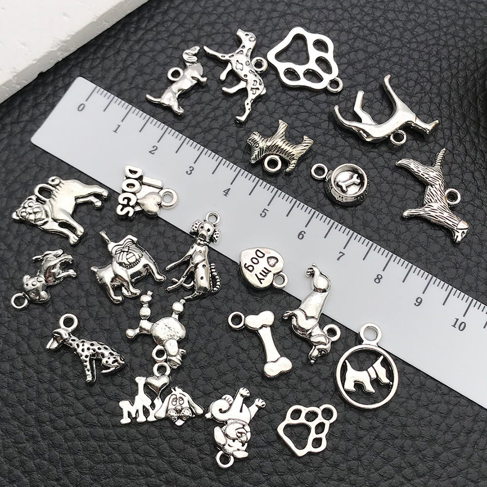 1 Antique Silver Alloy Animal Dog Series Pendant