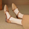 New Retro Chunky Heel Buckle With Closed Toe Stitching Hollowed Sandals Women