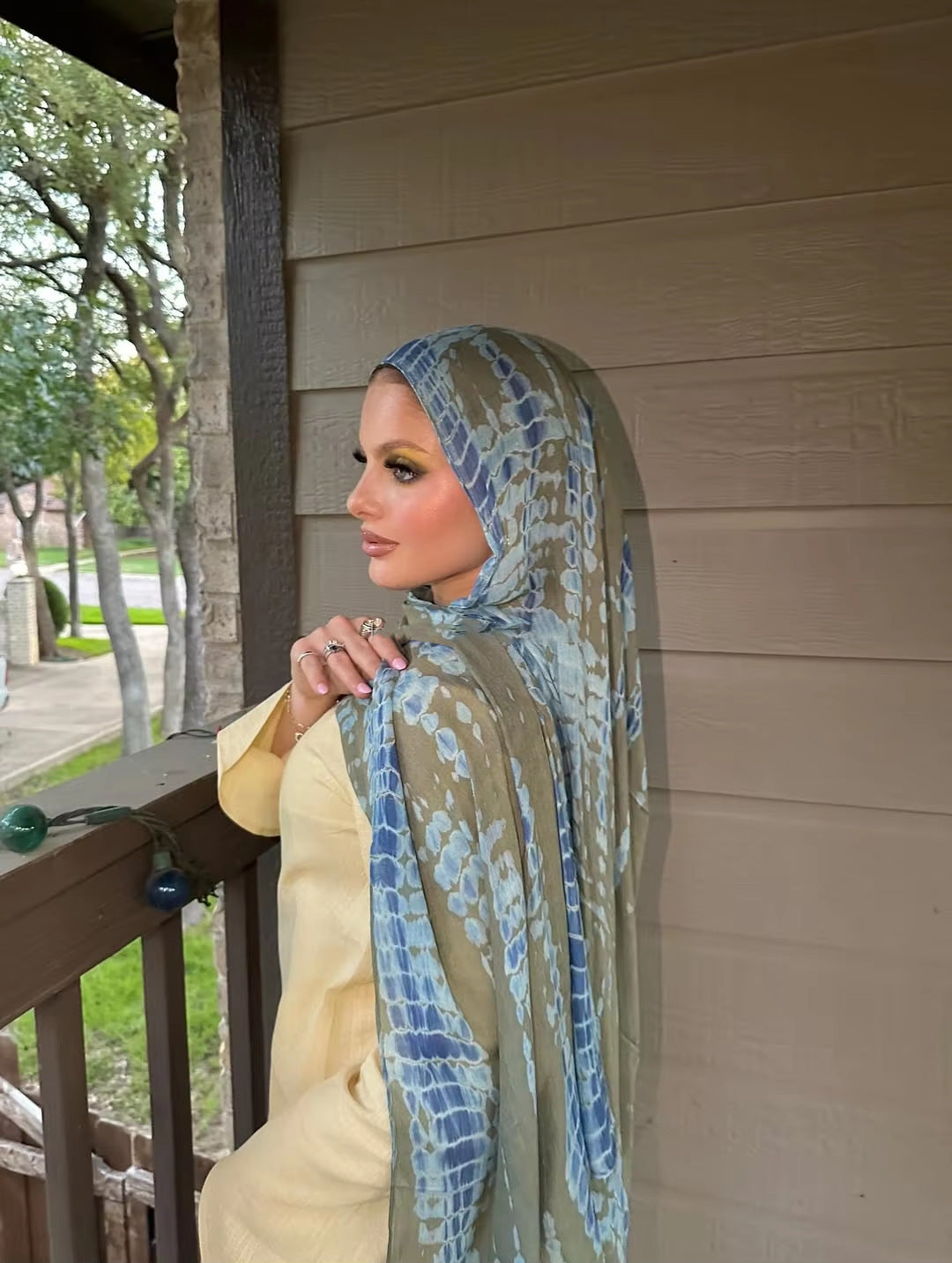 Watercolor Series Satin Polyester Ethnic Shawl