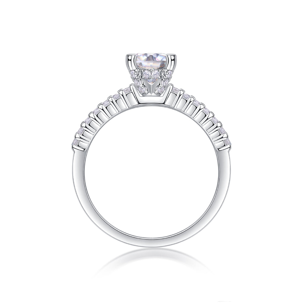 Diamond Shines At Heart - Set With 1-carat Top-quality Moissanite S925 Silver And Platinum-plated Diamond Wedding Ring. The Ring Can Be Tested With A Diamond Pen
