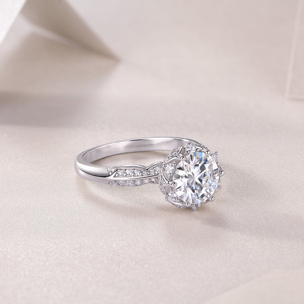 Life Theater - A Wedding Ring Set With 2-carat Top-quality Moissanite S925 Silver And Platinum-plated Diamond Can Be Tested With A Diamond Pen