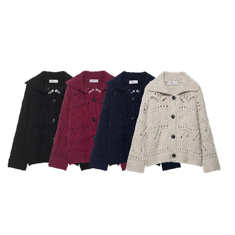 Women's Thick Needle Crochet Knit Cardigan Coat