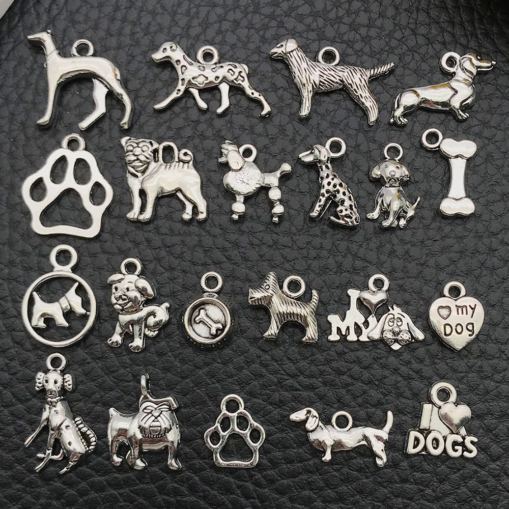 1 Antique Silver Alloy Animal Dog Series Pendant