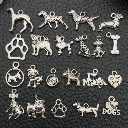 1 Antique Silver Alloy Animal Dog Series Pendant