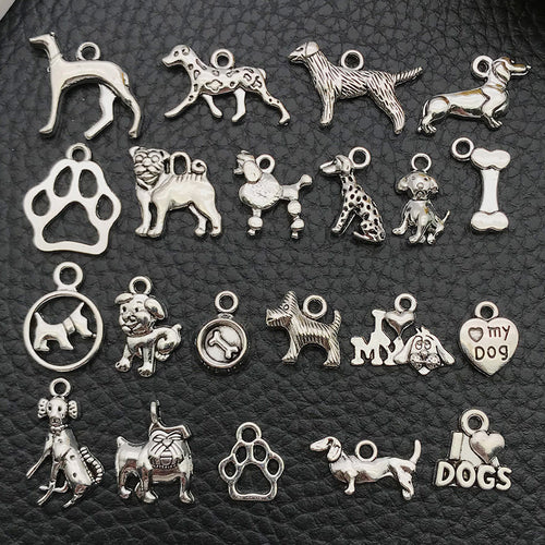 1 Antique Silver Alloy Animal Dog Series Pendant