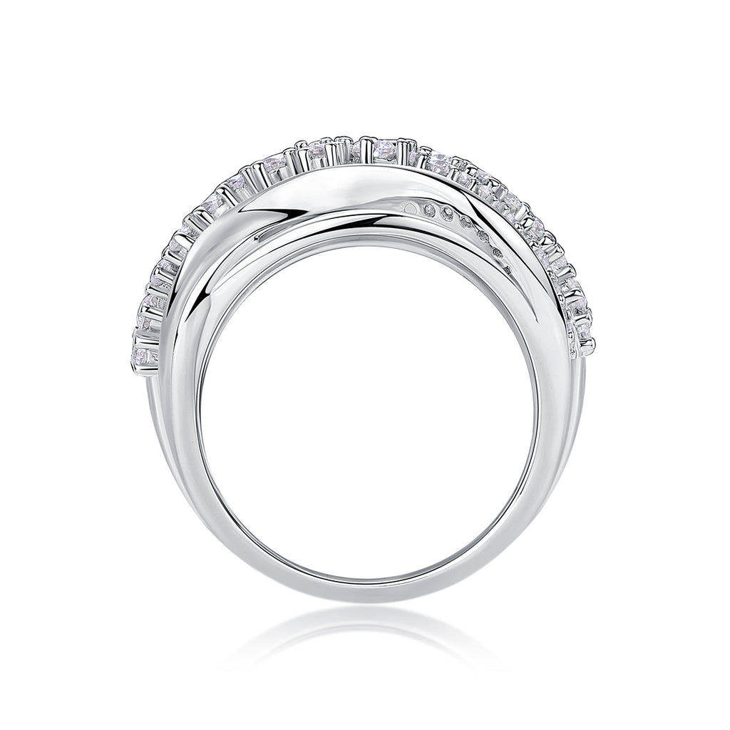 Blossoming All The Way - A Wedding Ring Set With Top-quality Moissanite S925, Silver And Platinum-plated. The Ring Can Be Inspected With A Diamond Pen.