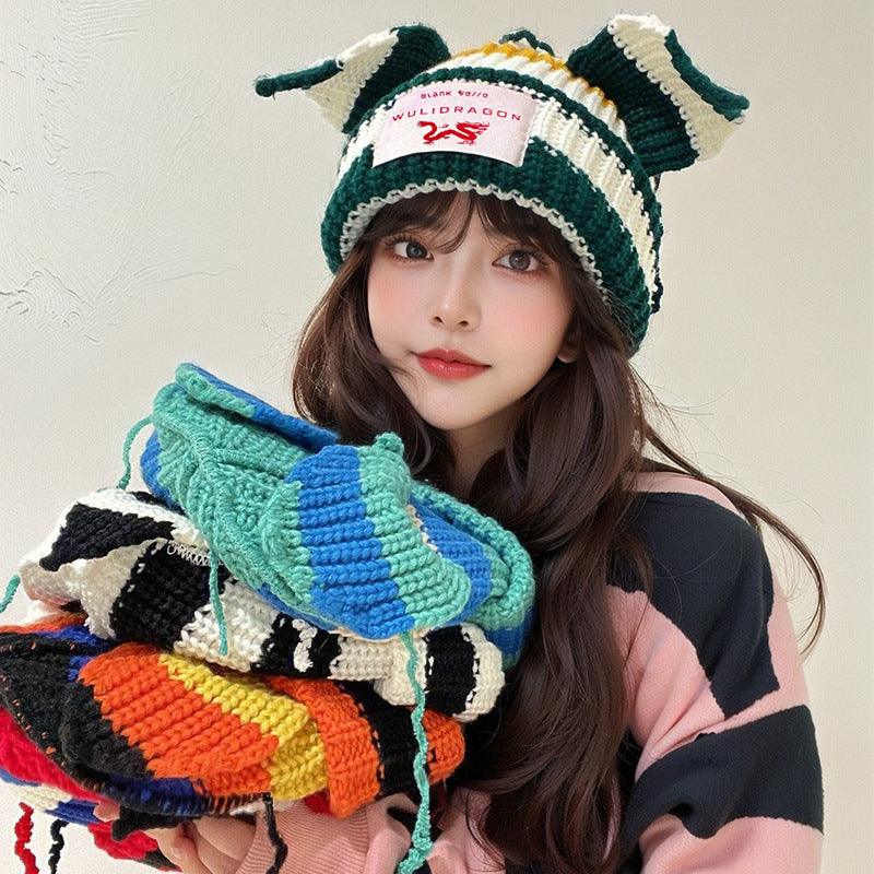 Woolen Cap Warm Ear Protection Cute Lady