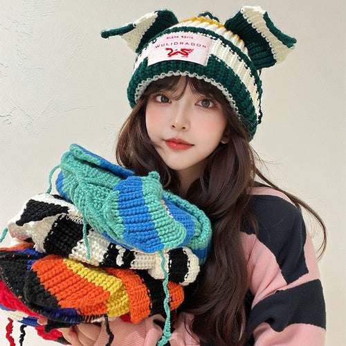 Woolen Cap Warm Ear Protection Cute Lady