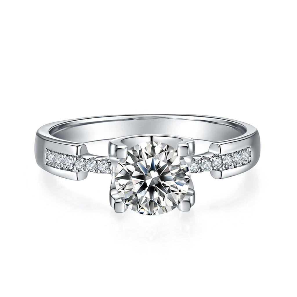 The Shield Of Light - A Wedding Ring Set With 1-carat Top-quality Moissanite S925 Silver And Platinum-plated Diamond. The Ring Can Be Inspected With A Diamond Pen