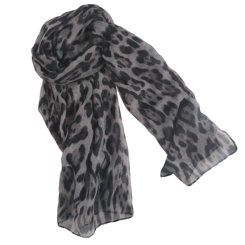 Printed Classic Leopard Pattern Flat Women's Toe Cap Scarf Silk Scarf