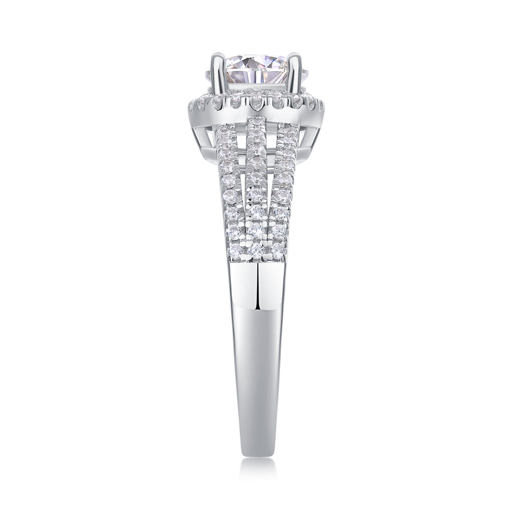 Looking Back - A Wedding Ring Set With 1-carat Top-quality Moissanite S925 Silver And Platinum-plated Diamond Can Be Inspected With A Diamond Pen