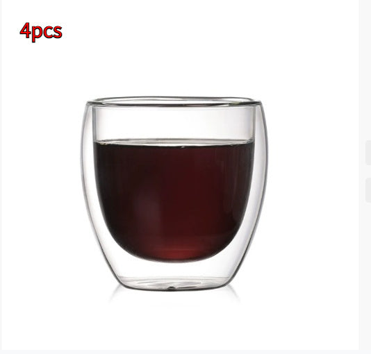 New 6Pcs Double  shot Glass double Wall Espresso