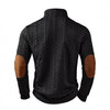 Casual Textured Wheat-spike Pattern Contrast-color Ribbed Patchwork Zip-up Long-sleeve