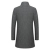 Men's Stand-collar Mid-length Solid-color Wool Coat