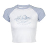Color matching angel print short sleeve