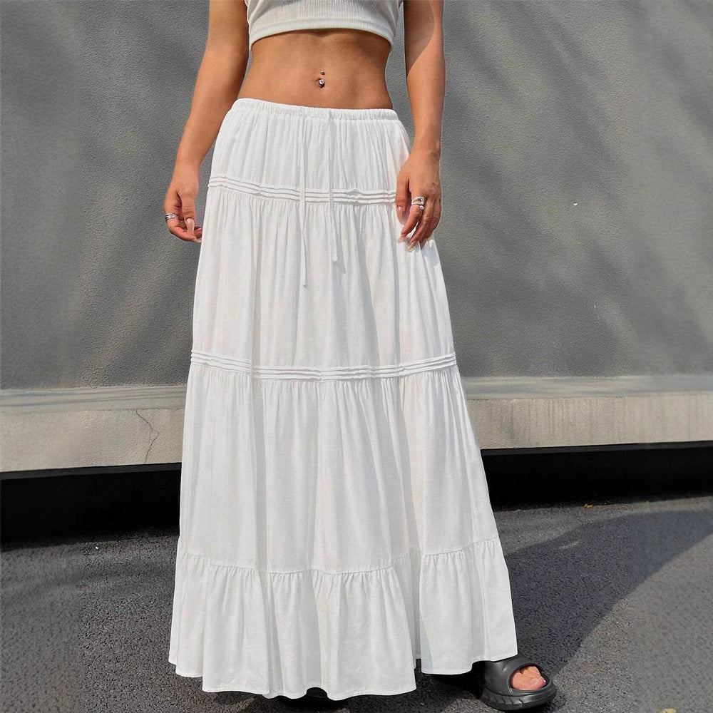 Style Elegant Big Hem Long Patchwork A- Line Skirt