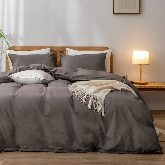 Simple Four-Piece Fleece-Brushed Solid-Color Home Double Bed