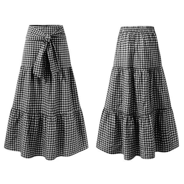 Ruffled Hem Strappy Pleated Casual Loose Skirt