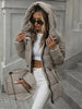 Casual Adjustable Waist Quilted Mid-Length Hooded Padded Padded Coat Clothes Winter For Women
