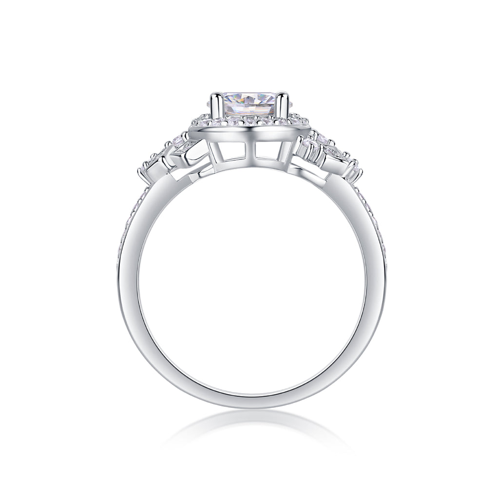 Harbor Clear Sky - A Wedding Ring Set With 1-carat Top-quality Moissanite S925 Silver And Platinum Plating. The Ring Can Be Inspected With A Diamond Pen