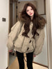 Retro Big Fur Collar Hooded Cotton Jacket Women's Coat