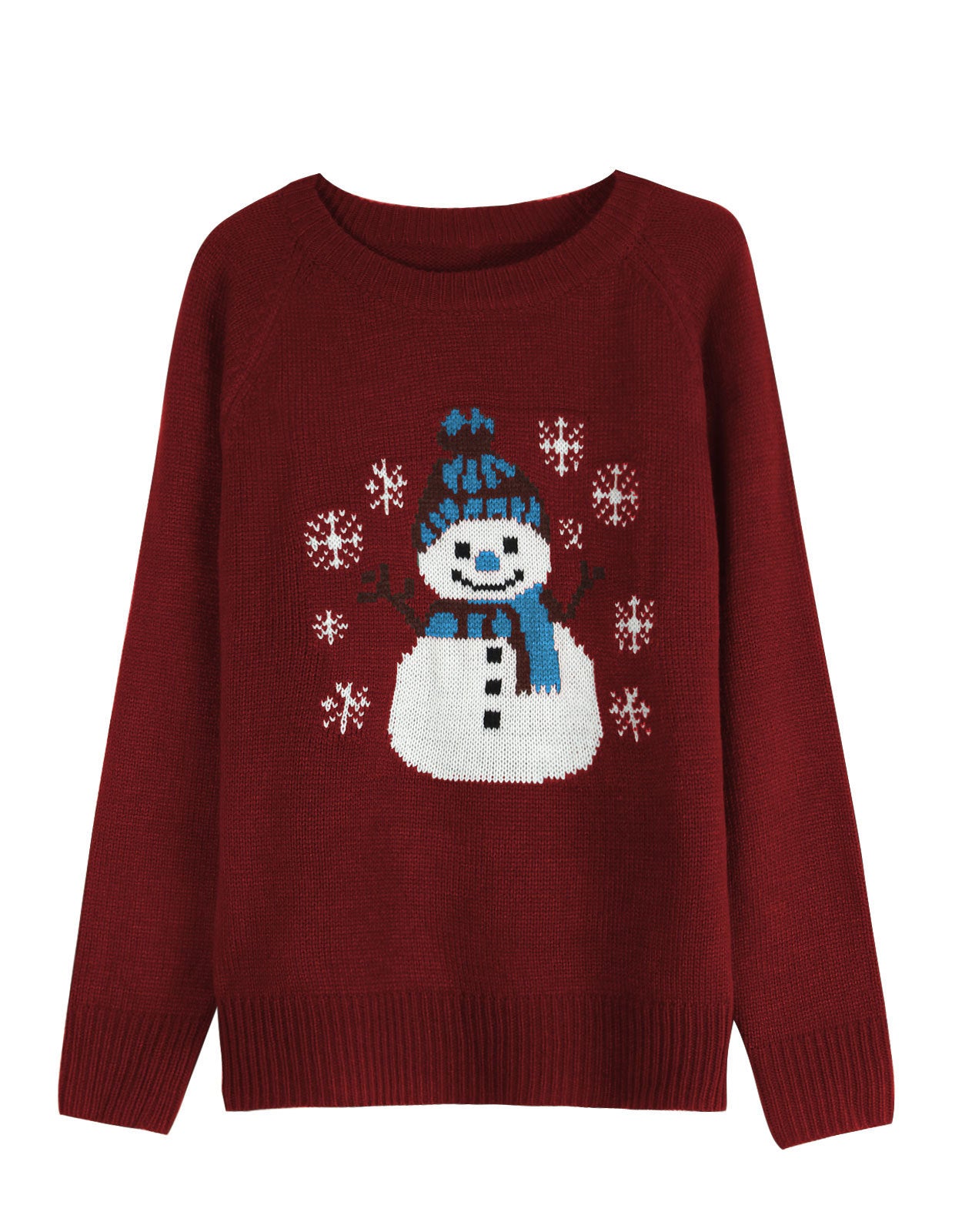 Cute Snowman Embroidered Pullover Sweater For Women