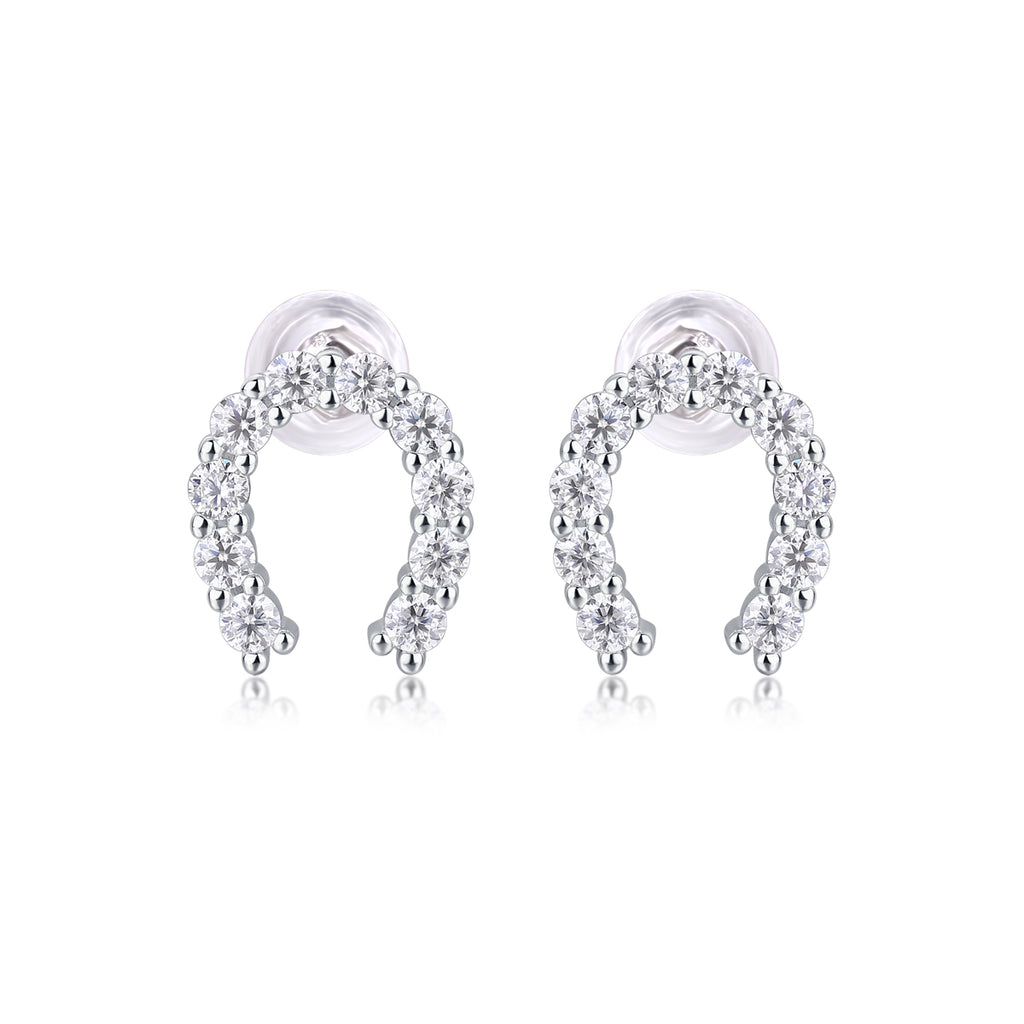 Seize Happiness - Earrings Set With Top-quality Moissanite S925 Silver And Platinum-plated Stud Earrings Are Fashionable And Trendy Accessories That Can Be Tested With A Diamond Pen