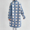 Women's Lightweight Plaid Jacket, Button Down Fleece Jacket, Long Sleeve Fall Outerwear Coat