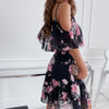 Flower Printed Ruffled Suspender Dress Summer Off-the-shoulder Strap Dresses Women